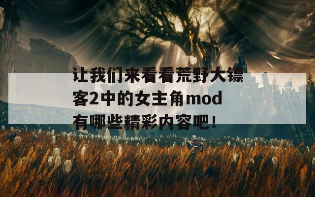 让我们来看看荒野大镖客2中的女主角mod有哪些精彩内容吧！