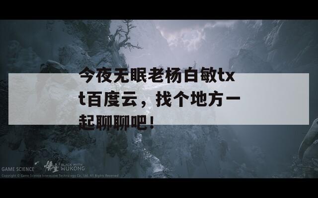 今夜无眠老杨白敏txt百度云，找个地方一起聊聊吧！