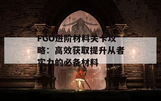 FGO进阶材料关卡攻略：高效获取提升从者实力的必备材料