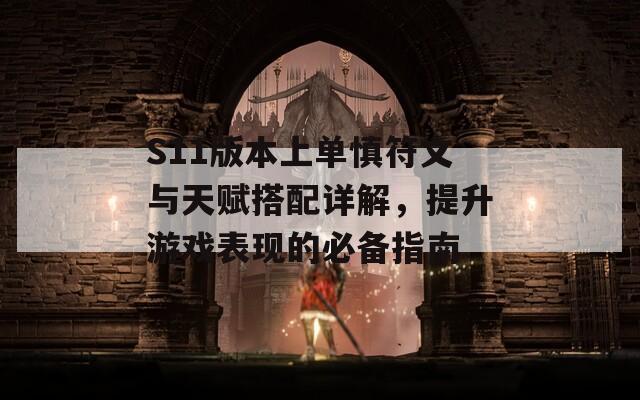 S11版本上单慎符文与天赋搭配详解，提升游戏表现的必备指南