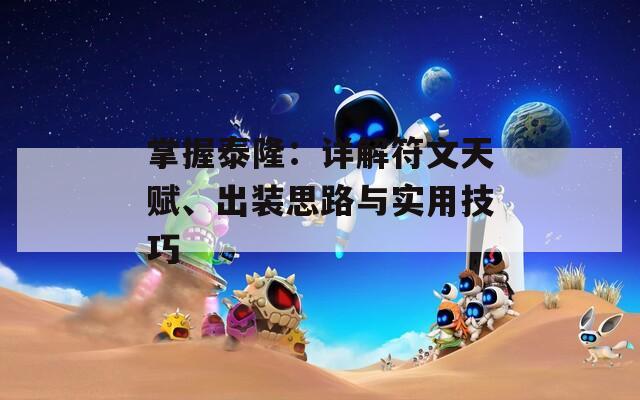掌握泰隆：详解符文天赋、出装思路与实用技巧