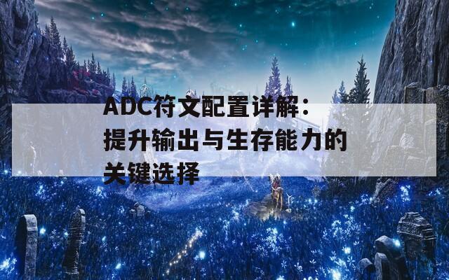 ADC符文配置详解：提升输出与生存能力的关键选择