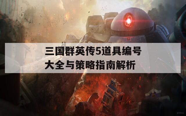 三国群英传5道具编号大全与策略指南解析