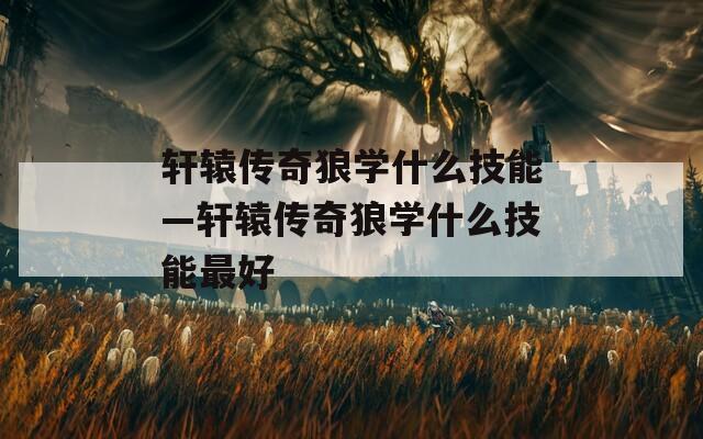 轩辕传奇狼学什么技能—轩辕传奇狼学什么技能最好