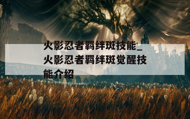 火影忍者羁绊斑技能_火影忍者羁绊斑觉醒技能介绍