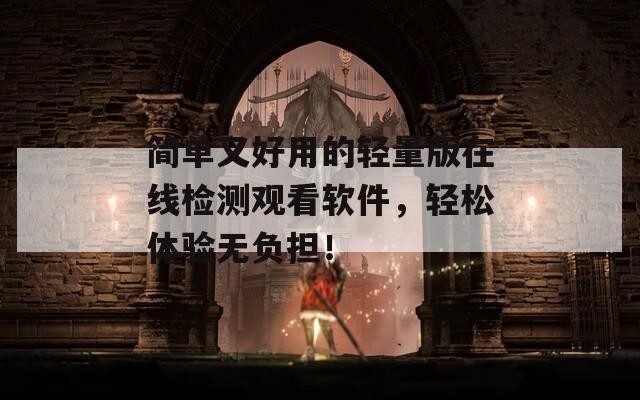 简单又好用的轻量版在线检测观看软件，轻松体验无负担！