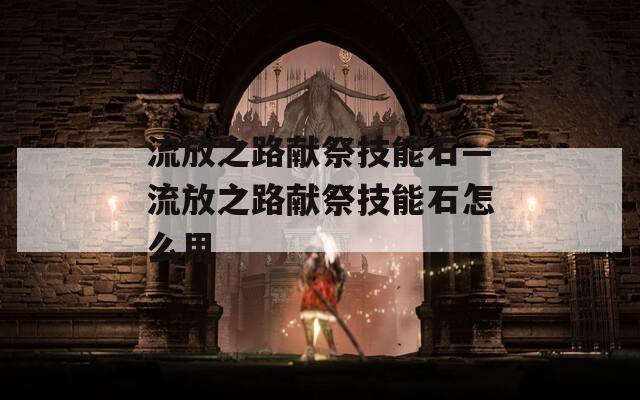流放之路献祭技能石—流放之路献祭技能石怎么用