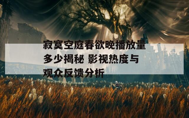 寂寞空庭春欲晚播放量多少揭秘 影视热度与观众反馈分析