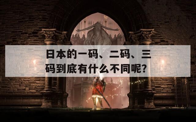 日本的一码、二码、三码到底有什么不同呢？