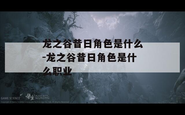 龙之谷昔日角色是什么-龙之谷昔日角色是什么职业