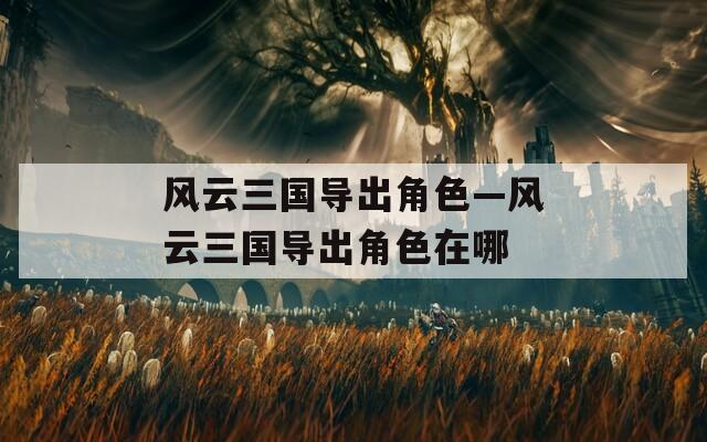 风云三国导出角色—风云三国导出角色在哪