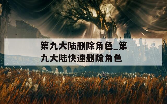 第九大陆删除角色_第九大陆快速删除角色