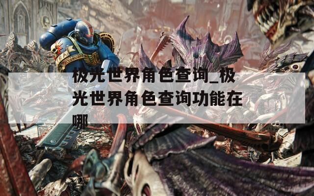 极光世界角色查询_极光世界角色查询功能在哪
