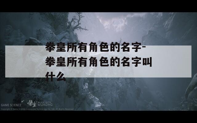 拳皇所有角色的名字-拳皇所有角色的名字叫什么