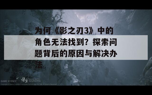 为何《影之刃3》中的角色无法找到？探索问题背后的原因与解决办法