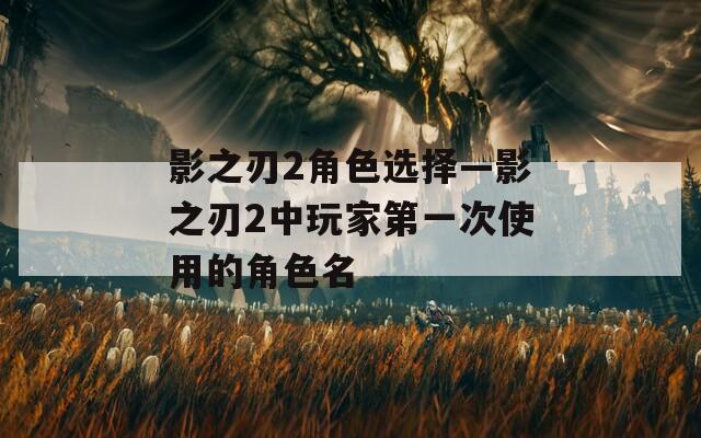 影之刃2角色选择—影之刃2中玩家第一次使用的角色名