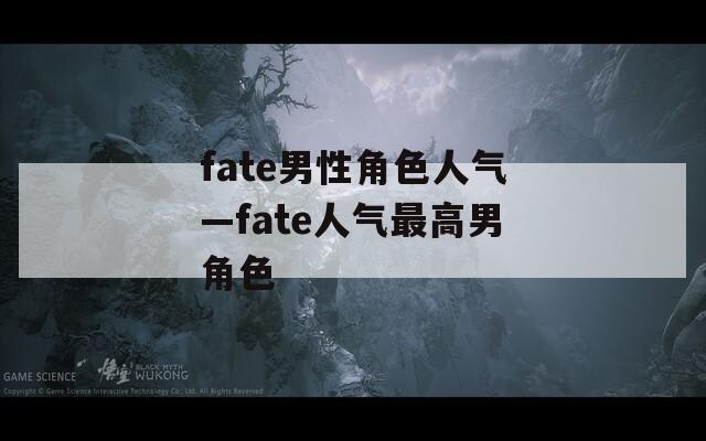 fate男性角色人气—fate人气最高男角色
